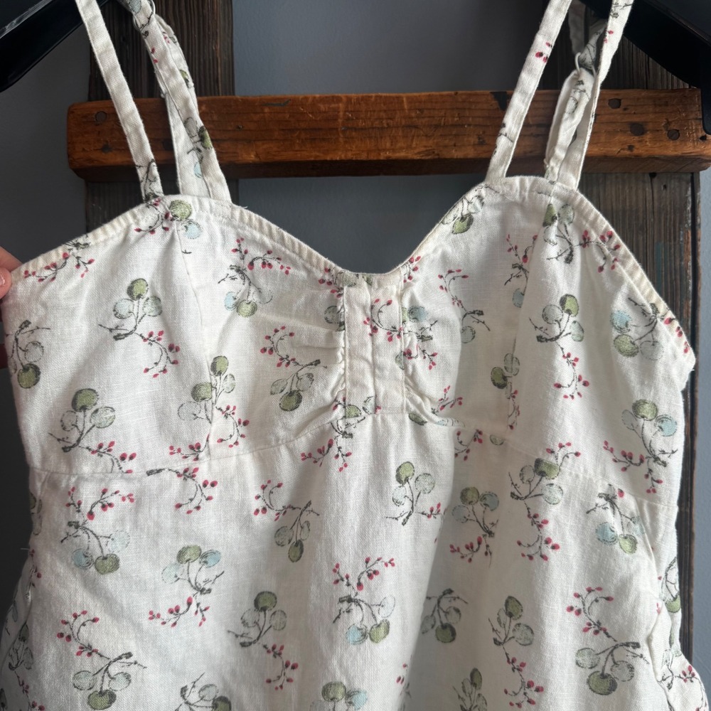 Anthropologie Womens Sz Small Floral Babydoll Top Linen Cottagecore‎ Y2K - Picture 2 of 9
